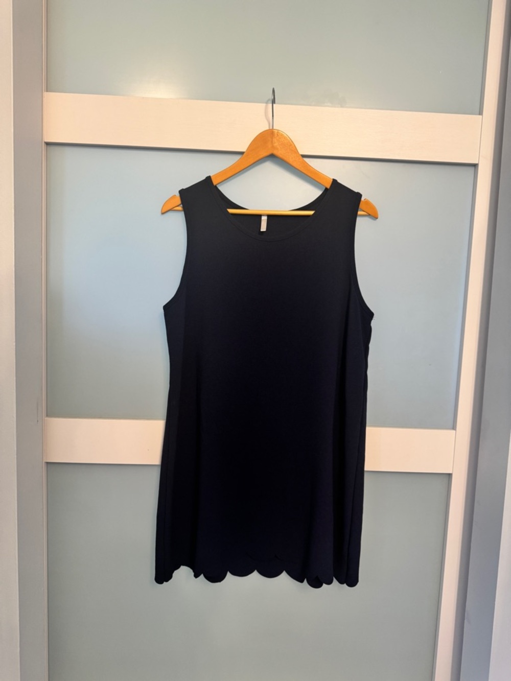 Pinkblush Navy Sleeveless Scallop-Hem Mini Dress